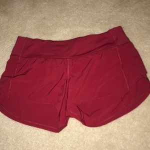 Red Lululemon Speed Up Shorts Size 4